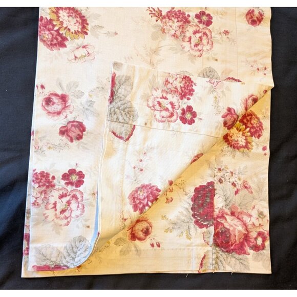 Waverly Garden Room Wide Valance Curtain Red Floral Cabbage Rose on Ivory 80x19 - Picture 3 of 5